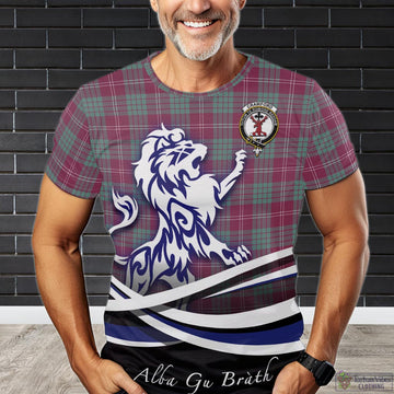 Crawford Ancient Tartan T-Shirt with Alba Gu Brath Regal Lion Emblem