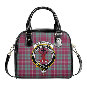 Crawford Ancient Tartan Shoulder Handbags with Family Crest
