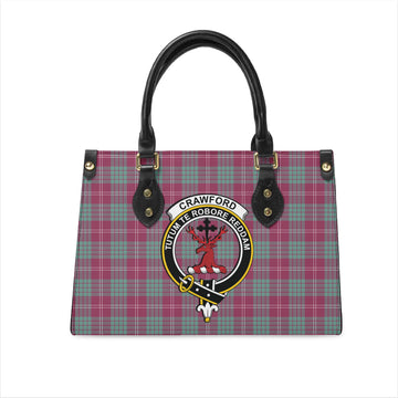 Crawford Ancient Tartan Leather Bag with Family Crest