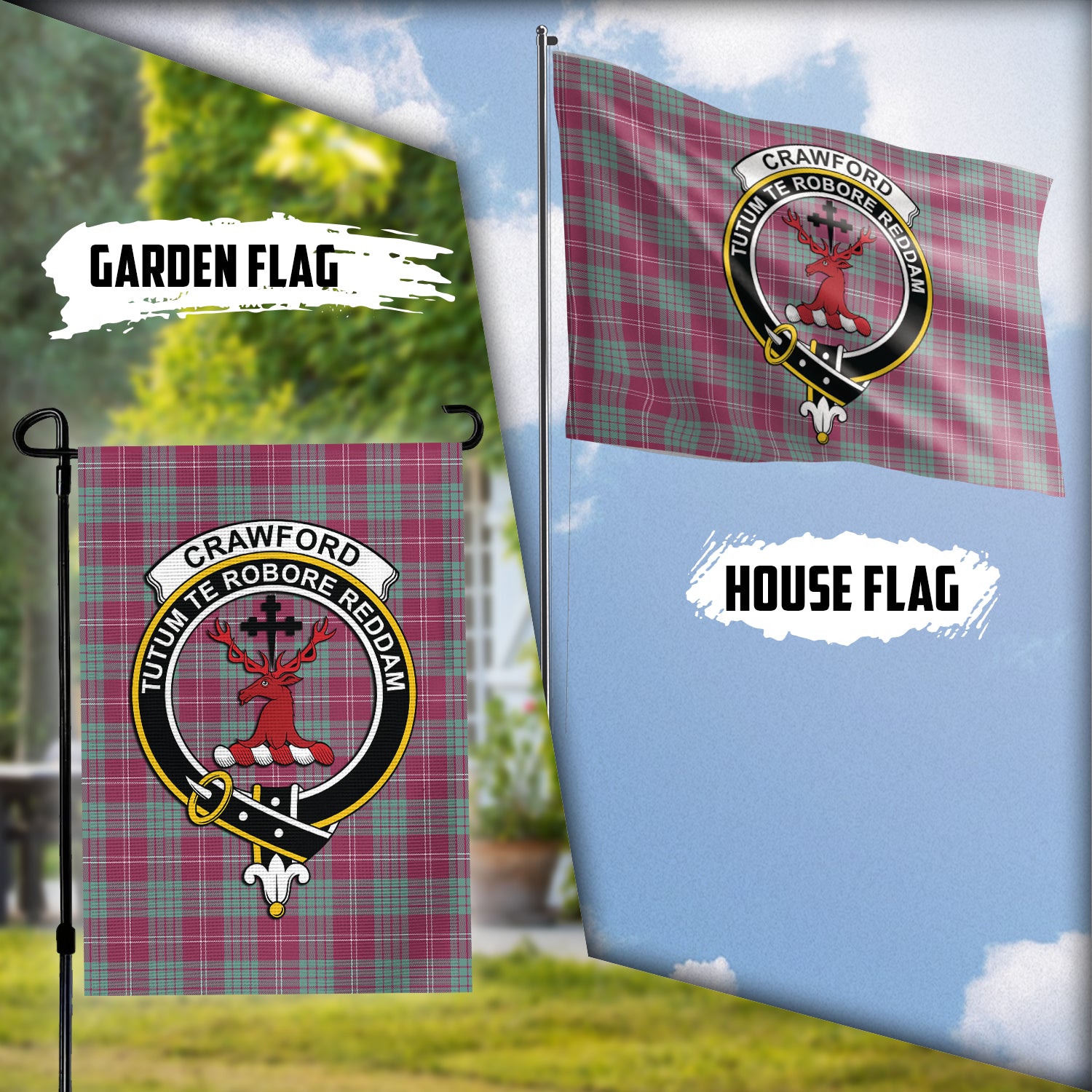 crawford-ancient-tartan-flag-with-family-crest