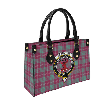 Crawford Ancient Tartan Leather Bag with Family Crest