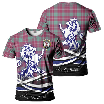 Crawford Ancient Tartan T-Shirt with Alba Gu Brath Regal Lion Emblem
