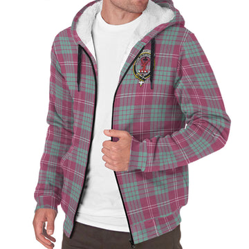 Crawford Ancient Tartan Sherpa Hoodie with Family Crest