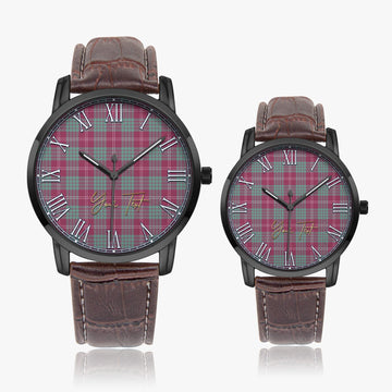 Crawford Ancient Tartan Personalized Your Text Leather Trap Quartz Watch