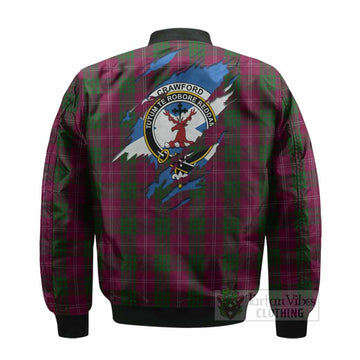 Crawford Clan Crest In Me Tartan Bomber Jacket Scotland Flag Style