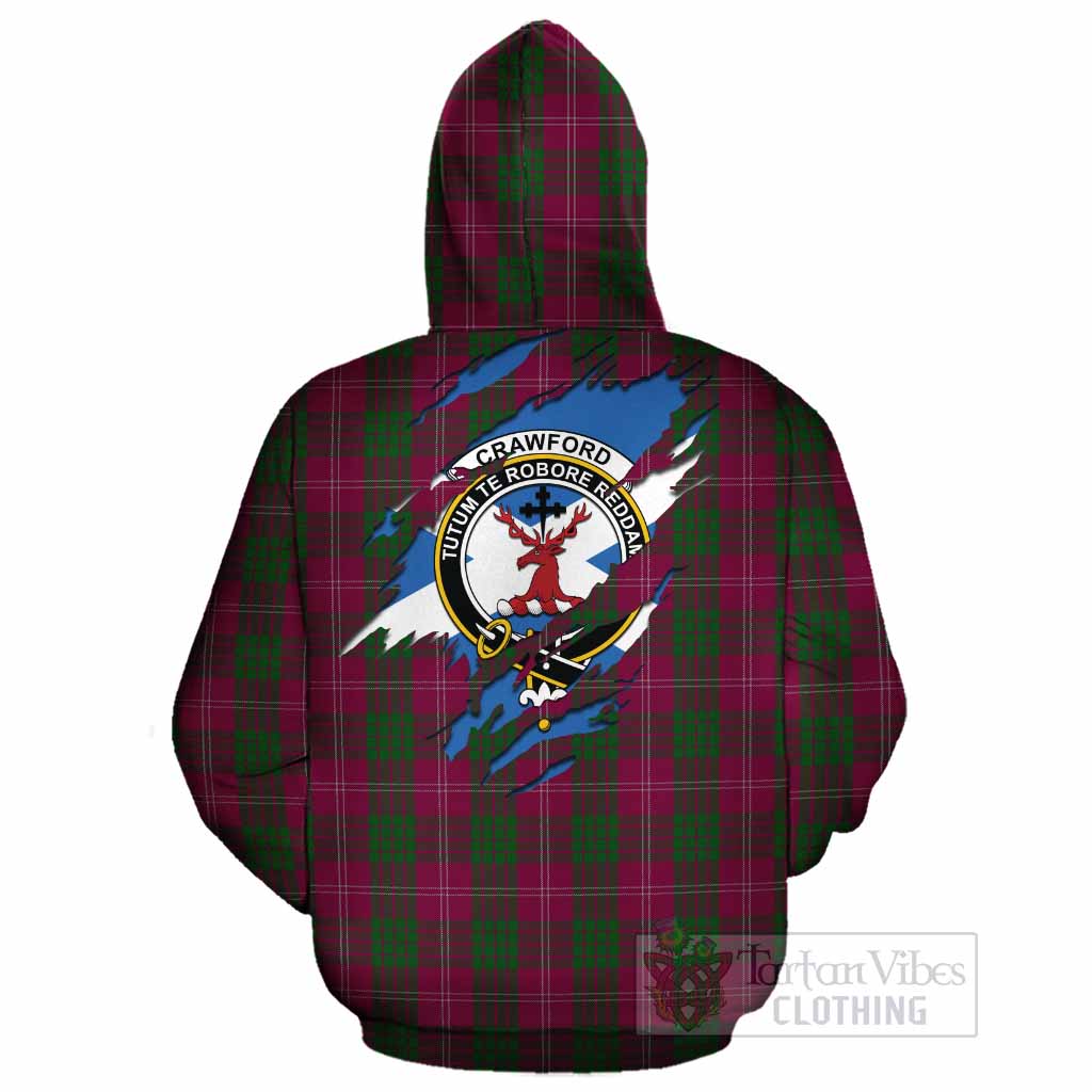 Crawford Clan Crest In Me Tartan Cotton Hoodie Scotland Flag Style