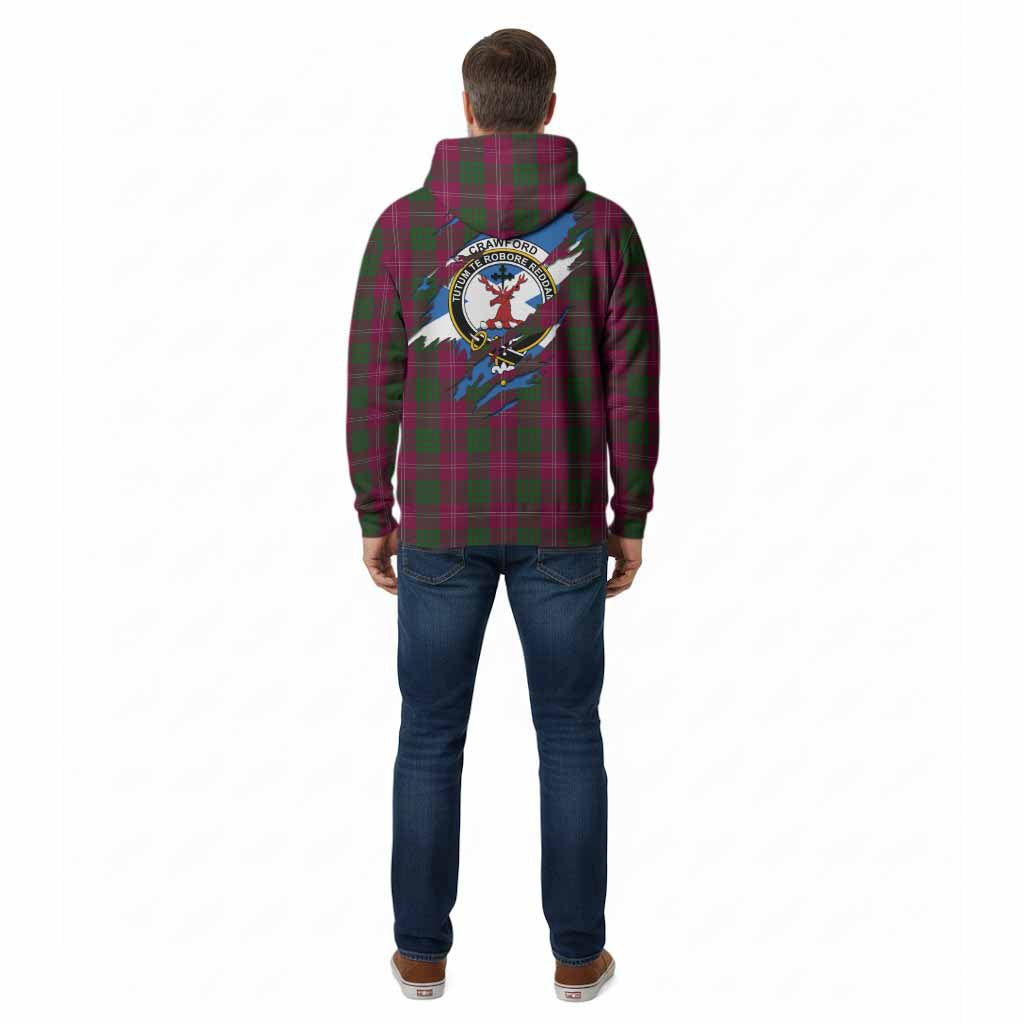 Crawford Clan Crest In Me Tartan Cotton Hoodie Scotland Flag Style