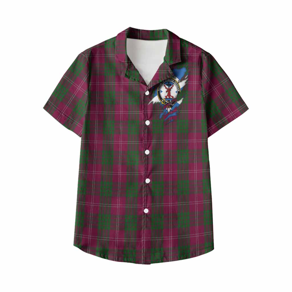 Crawford Clan Crest In Me Tartan Kid Hawaiian Shirt Scotland Flag Style