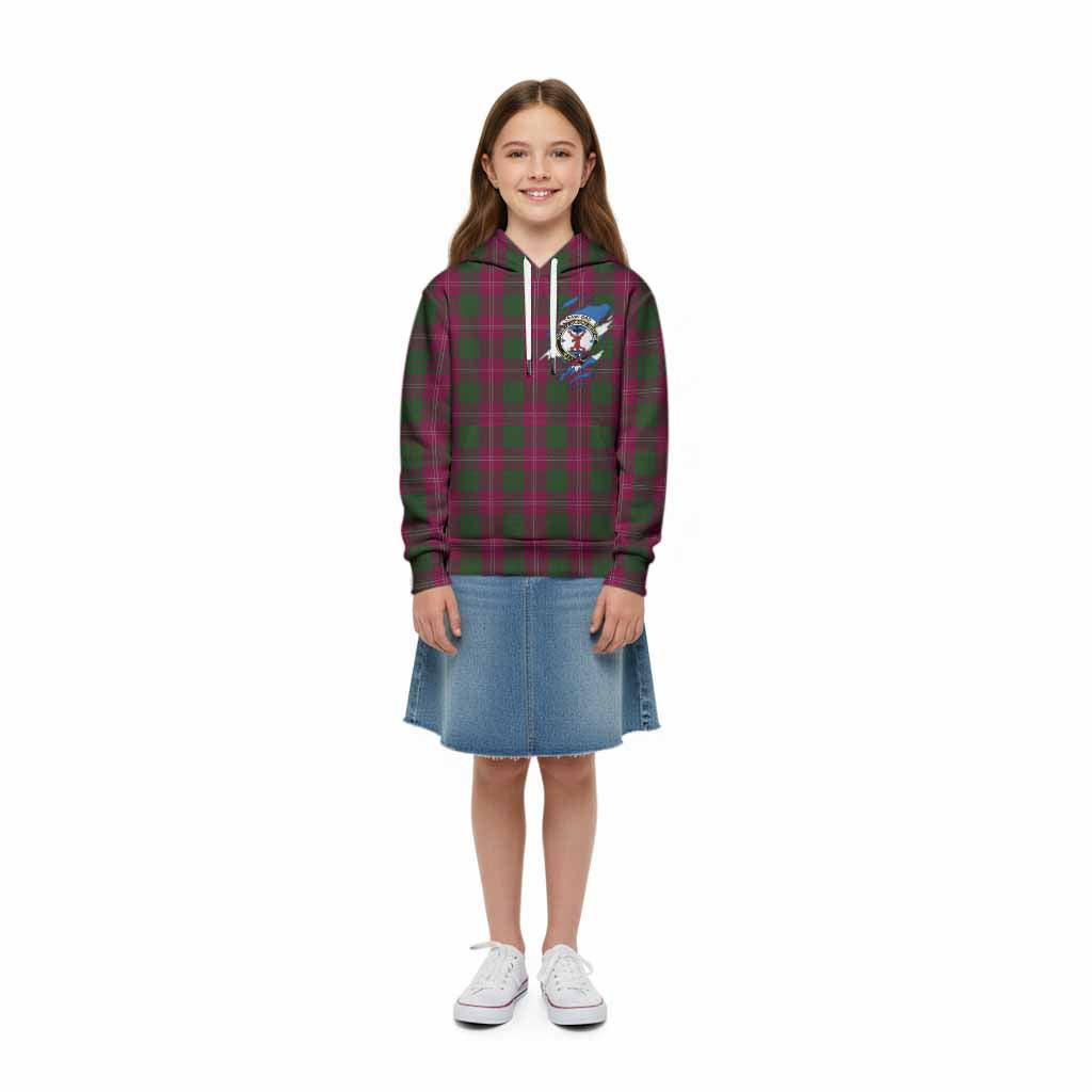 Crawford Clan Crest In Me Tartan Kid Hoodie Scotland Flag Style