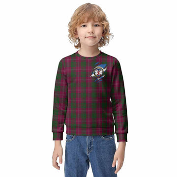 Crawford Clan Crest In Me Tartan Kid Knitted Sweatshirt Scotland Flag Style