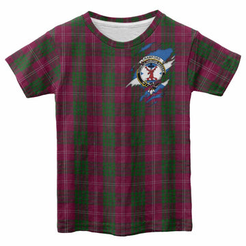 Crawford Clan Crest In Me Tartan Kid T-shirt Scotland Flag Style