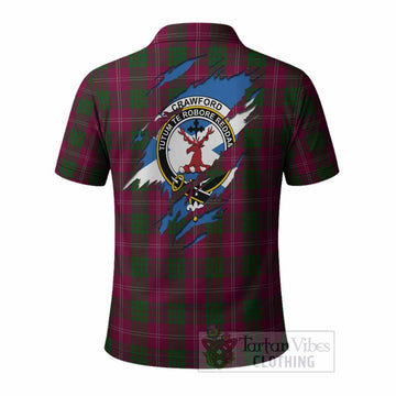 Crawford Clan Crest In Me Tartan Polo Shirt Scotland Flag Style