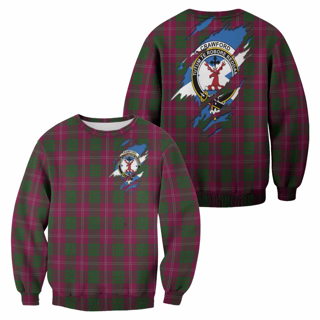 Crawford Clan Crest In Me Tartan Sweatshirt Scotland Flag Style