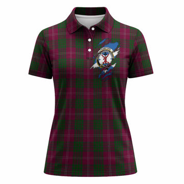 Crawford Clan Crest In Me Tartan Women Polo Shirt Scotland Flag Style