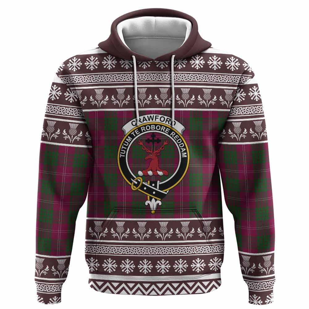 Crawford Clan Tartan Christmas Hoodie with Family Crest - Tartan Vibes Clothing