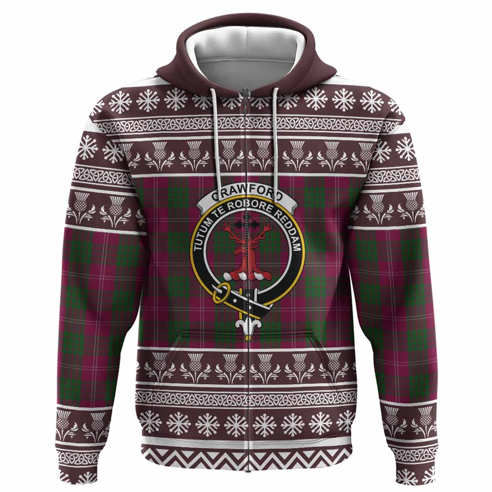 Crawford Clan Tartan Christmas Hoodie with Family Crest - Tartan Vibes Clothing