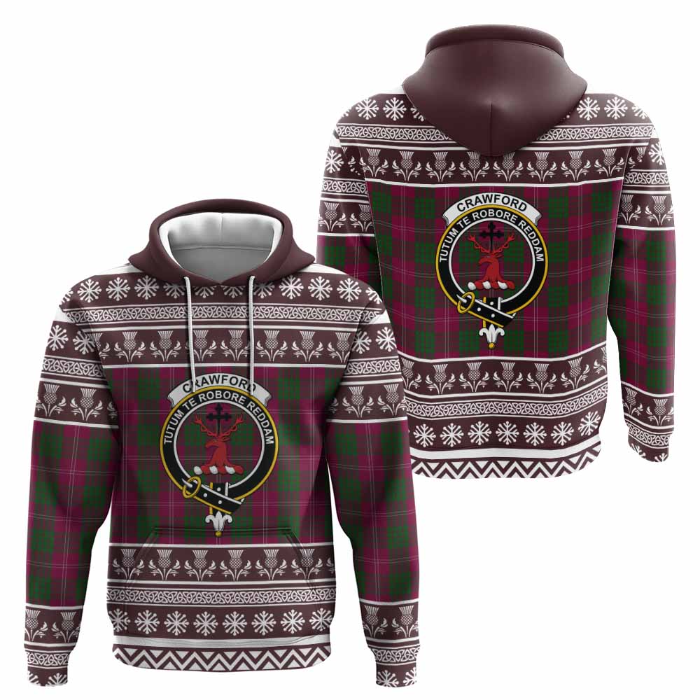 Crawford Clan Tartan Christmas Hoodie with Family Crest - Tartan Vibes Clothing
