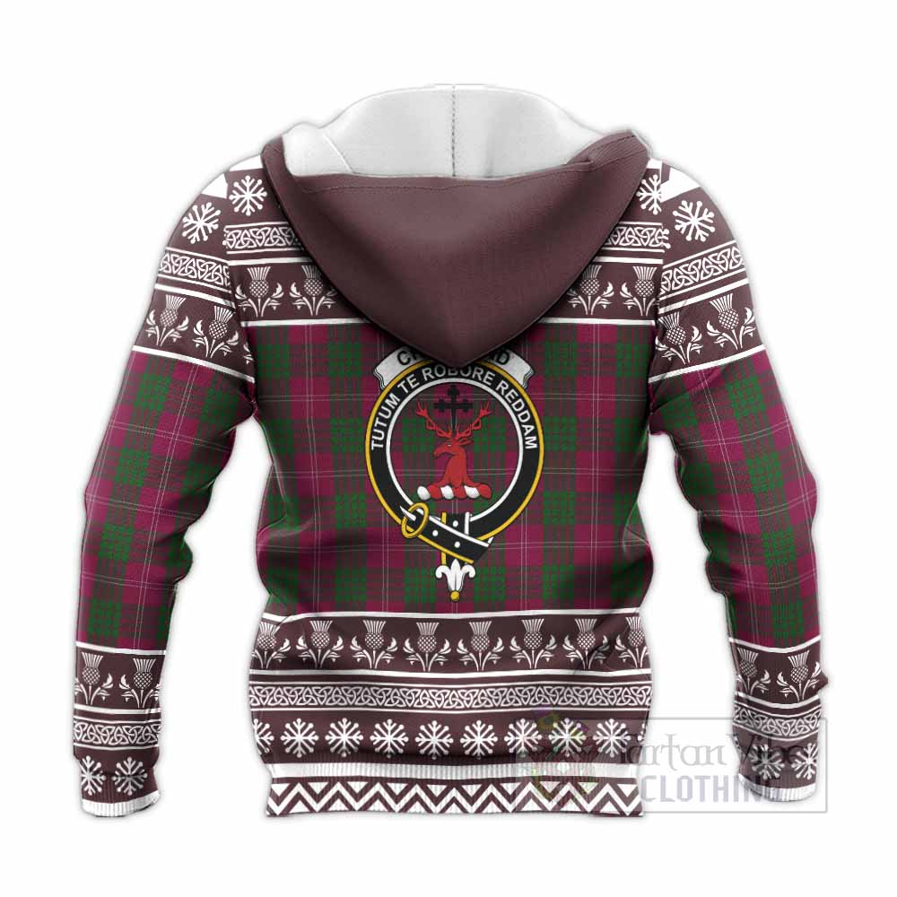 Crawford Clan Tartan Christmas Knitted Hoodie with Family Crest - Tartan Vibes Clothing
