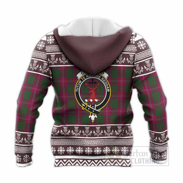 Crawford Clan Tartan Christmas Knitted Hoodie with Family Crest