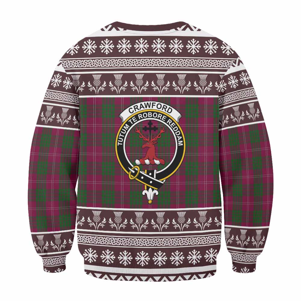 Crawford Clan Tartan Christmas Sweatshirt with Family Crest - Tartan Vibes Clothing