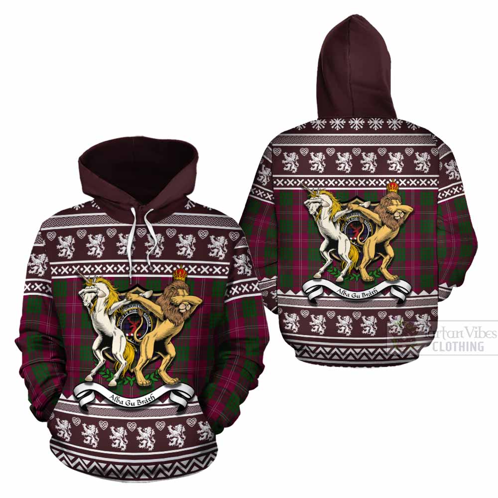 Crawford Clan Tartan Crest Christmas Cotton Hoodie Coat of Arms Funny Style - Tartan Vibes Clothing