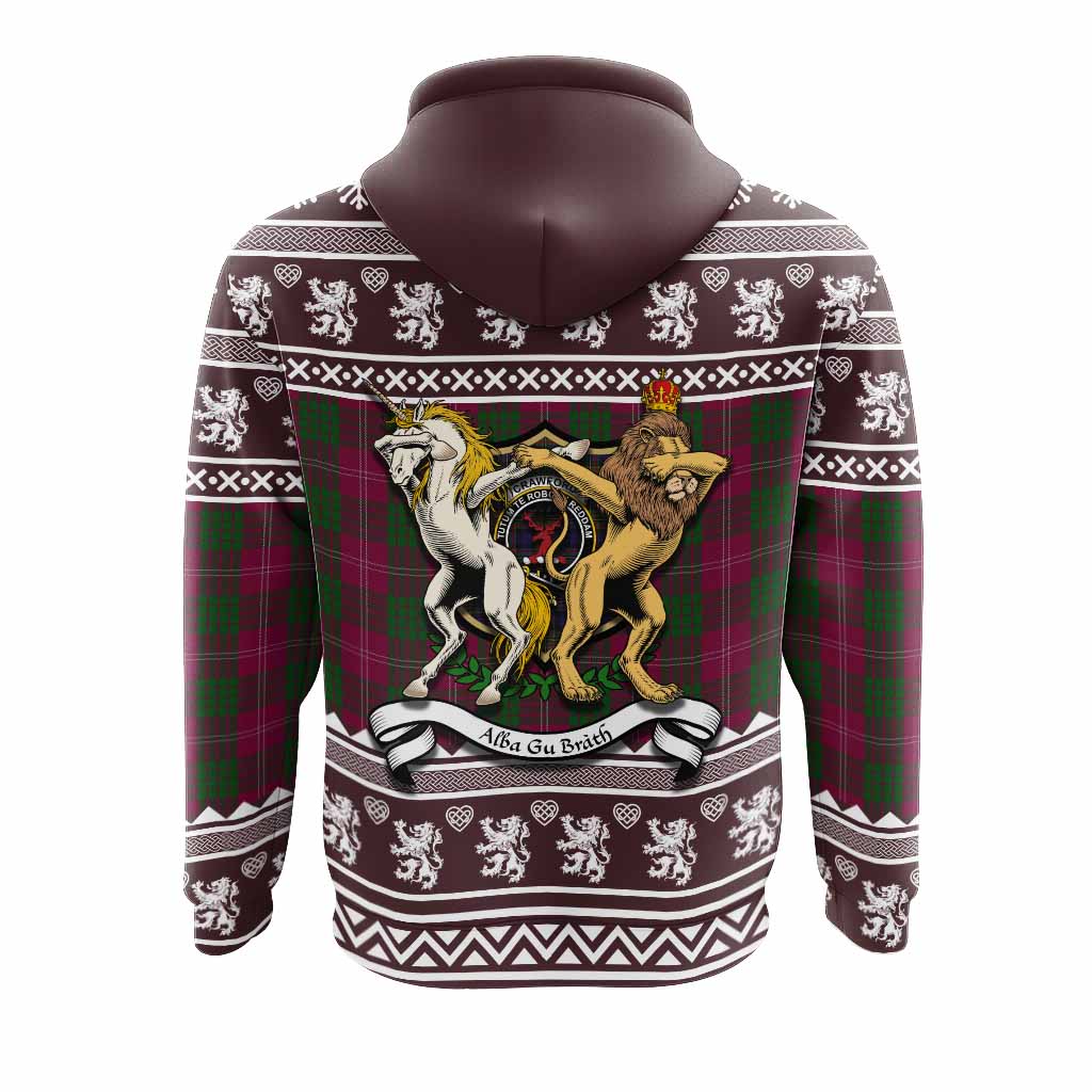 Crawford Clan Tartan Crest Christmas Hoodie Coat of Arms Funny Style - Tartan Vibes Clothing