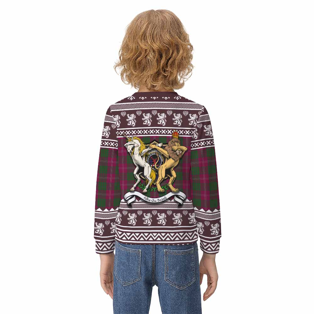 Crawford Clan Tartan Crest Christmas Kid Ugly Sweatshirt Coat of Arms Funny Style - Tartan Vibes Clothing