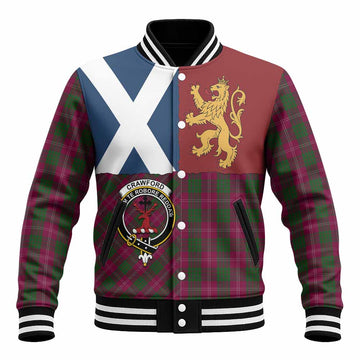 Crawford Crest Tartan Baseball Jacket with Lion Rampant Saltire Style