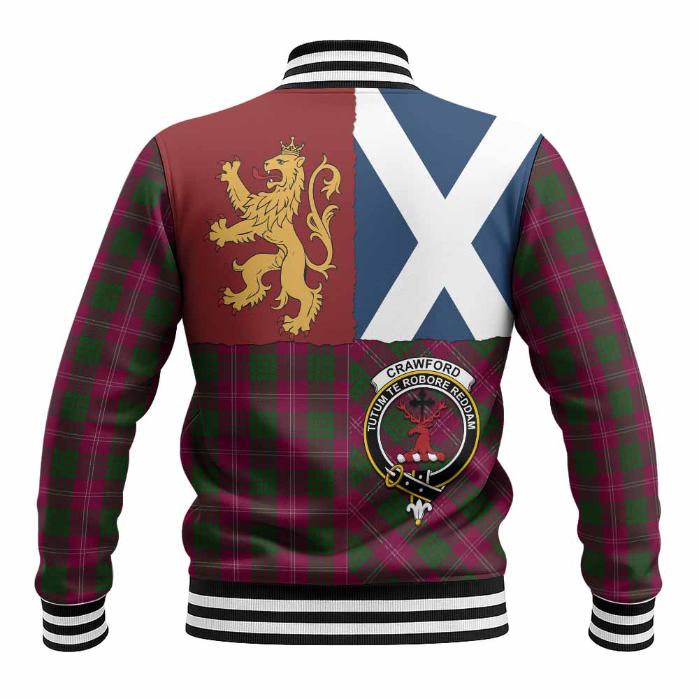 Crawford Crest Tartan Baseball Jacket with Lion Rampant Saltire Style