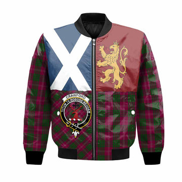 Crawford Crest Tartan Bomber Jacket with Lion Rampant Saltire Style