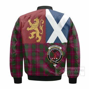 Crawford Crest Tartan Bomber Jacket with Lion Rampant Saltire Style