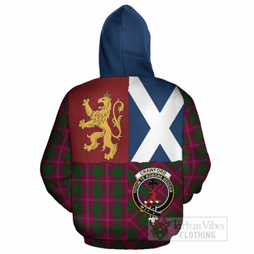 Crawford Crest Tartan Cotton Hoodie with Lion Rampant Saltire Style
