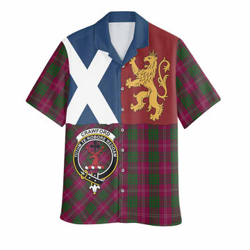 Crawford Crest Tartan Hawaiian Shirt with Lion Rampant Saltire Style