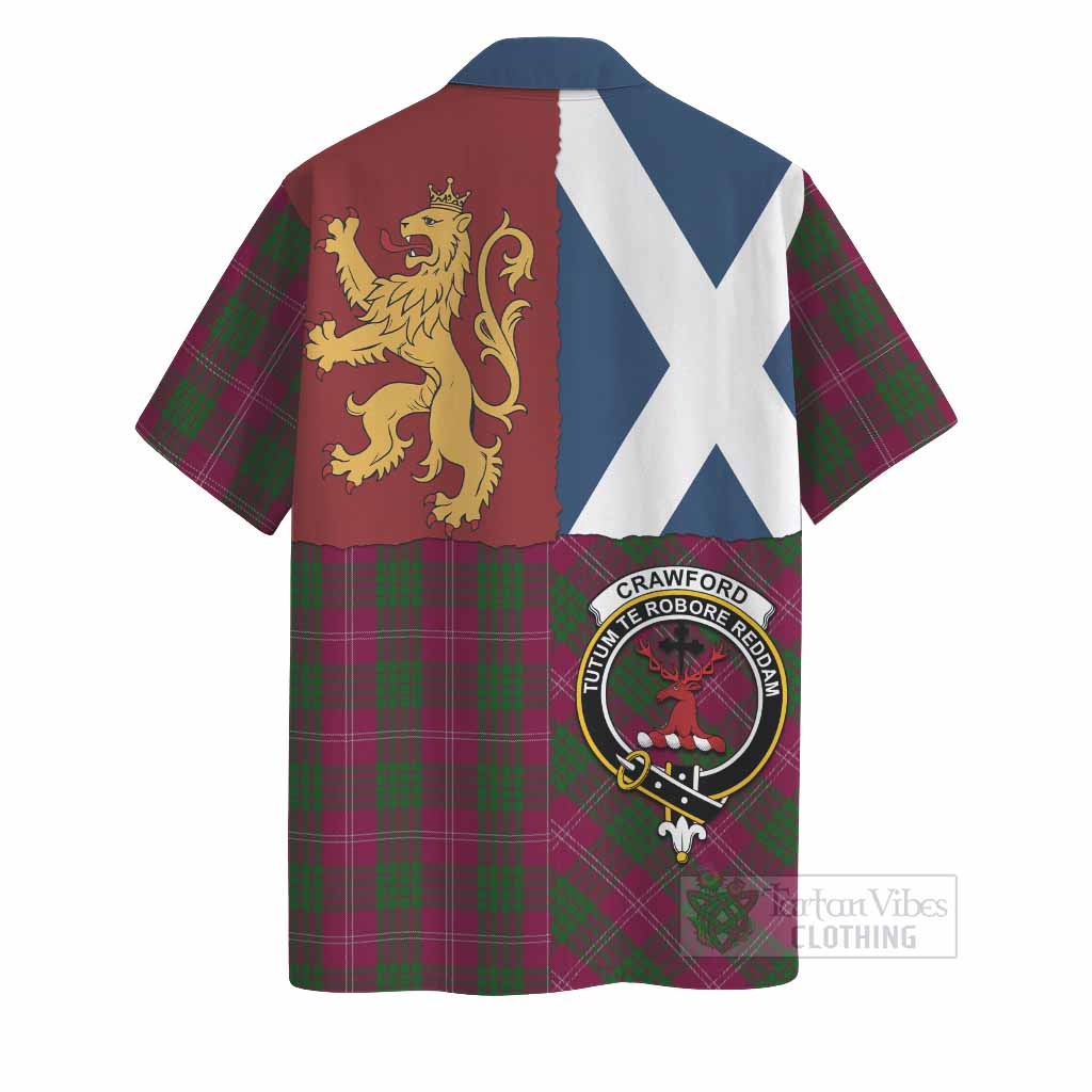 Crawford Crest Tartan Hawaiian Shirt with Lion Rampant Saltire Style