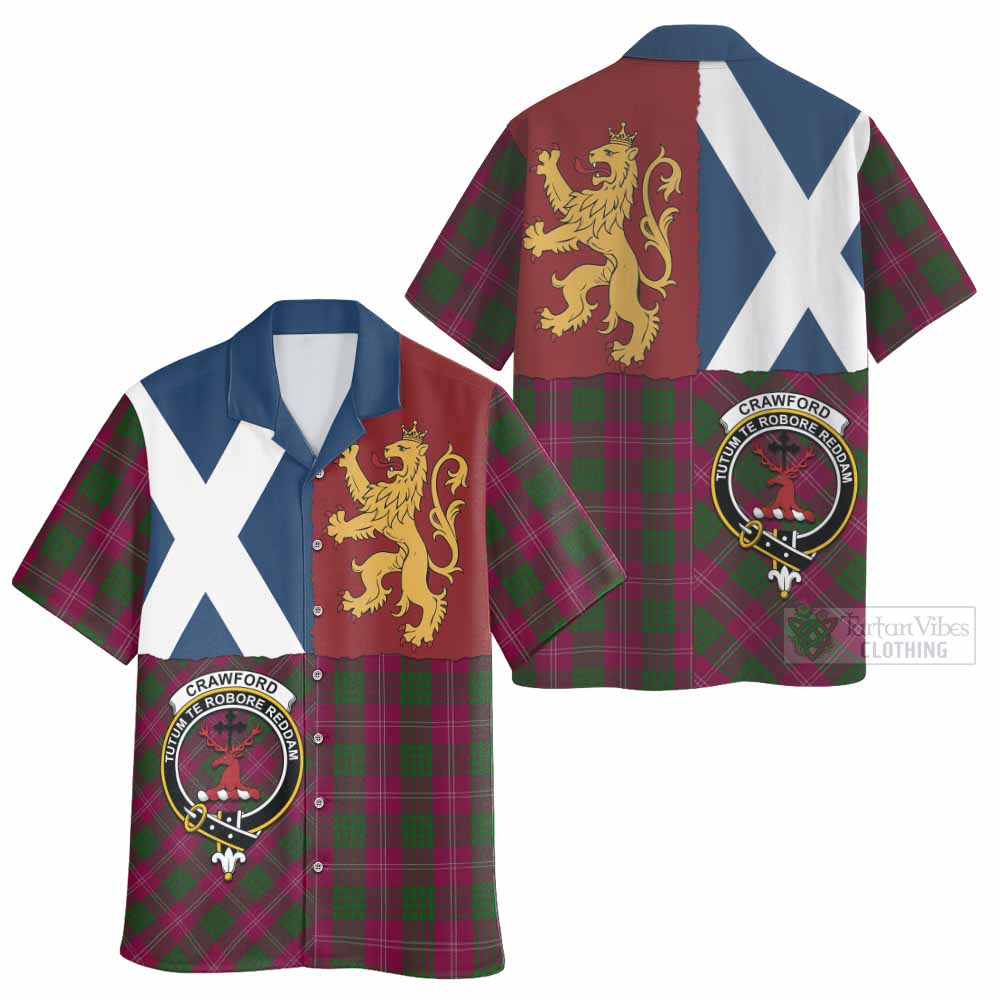 Crawford Crest Tartan Hawaiian Shirt with Lion Rampant Saltire Style