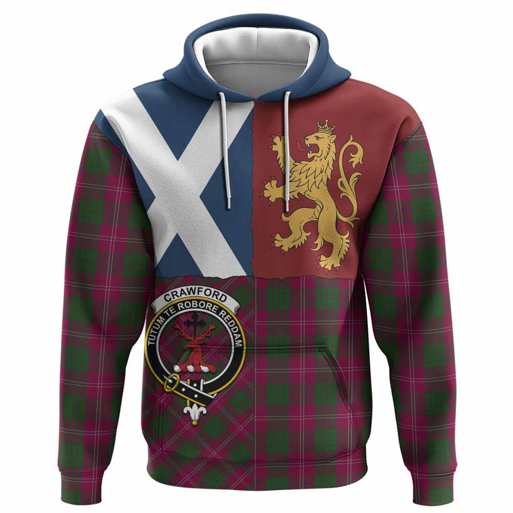 Crawford Crest Tartan Hoodie with Lion Rampant Saltire Style
