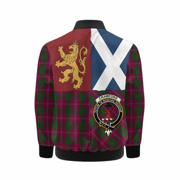 Crawford Crest Tartan Kid Bomber Jacket with Lion Rampant Saltire Style