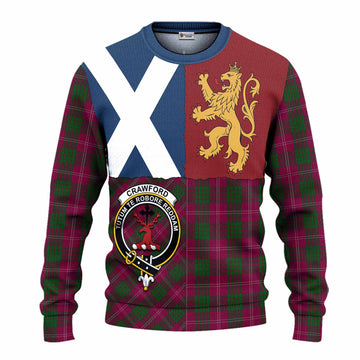 Crawford Crest Tartan Knitted Sweater with Lion Rampant Saltire Style