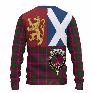 Crawford Crest Tartan Knitted Sweater with Lion Rampant Saltire Style