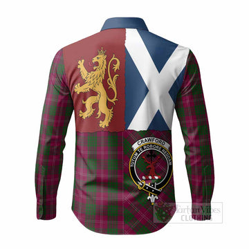 Crawford Crest Tartan Long Sleeve Button Shirts with Lion Rampant Saltire Style
