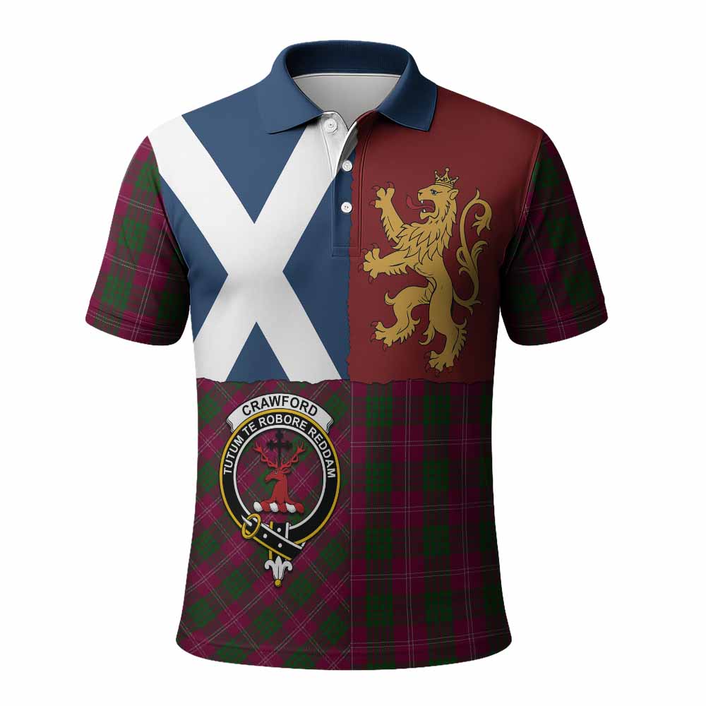 Crawford Crest Tartan Polo Shirt with Lion Rampant Saltire Style
