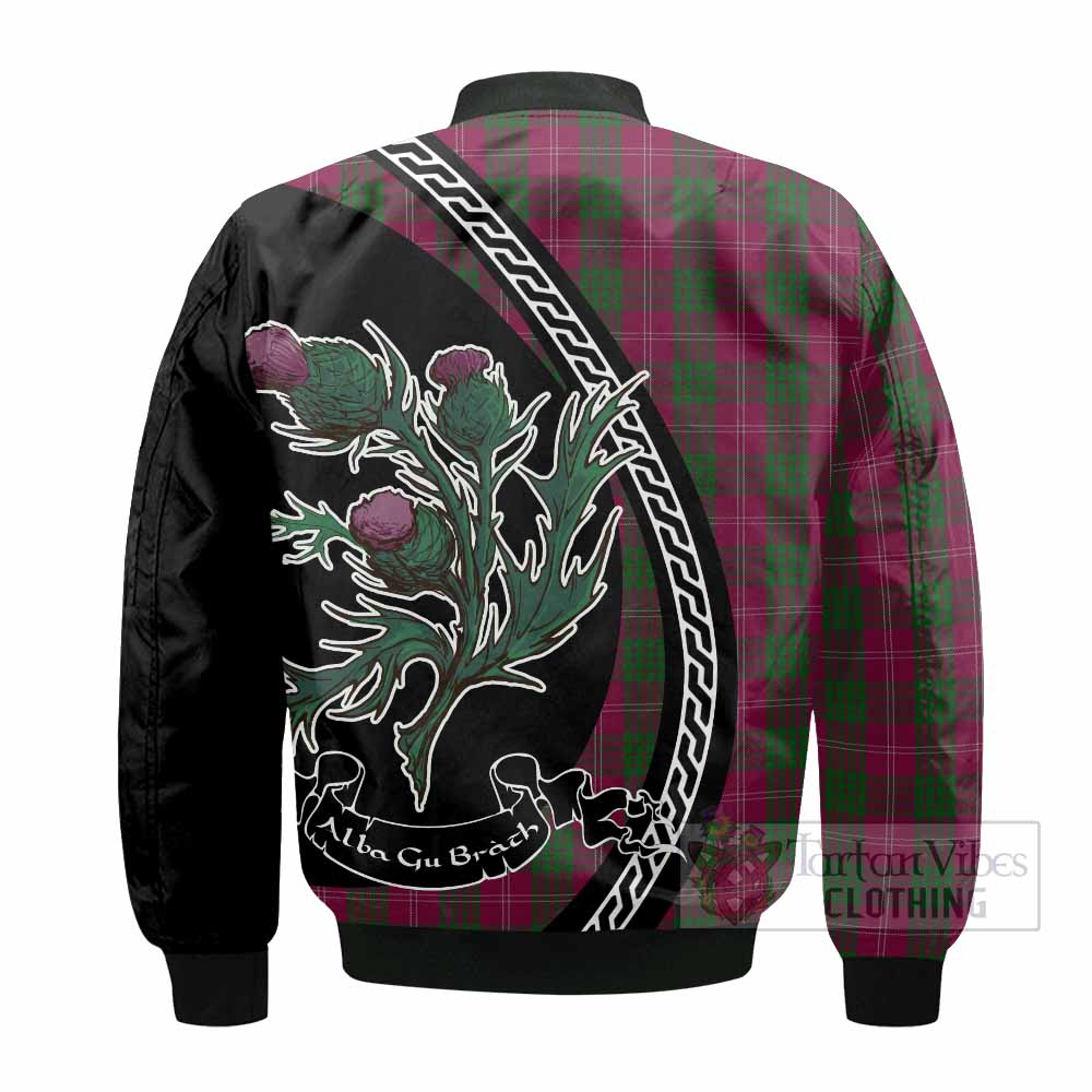Crawford Family Crest Tartan Bomber Jacket Alba Thistle Inspired - Tartan Vibes Clothing