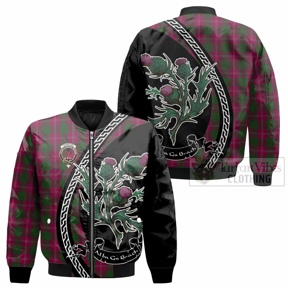 Crawford Family Crest Tartan Bomber Jacket Alba Thistle Inspired - Tartan Vibes Clothing