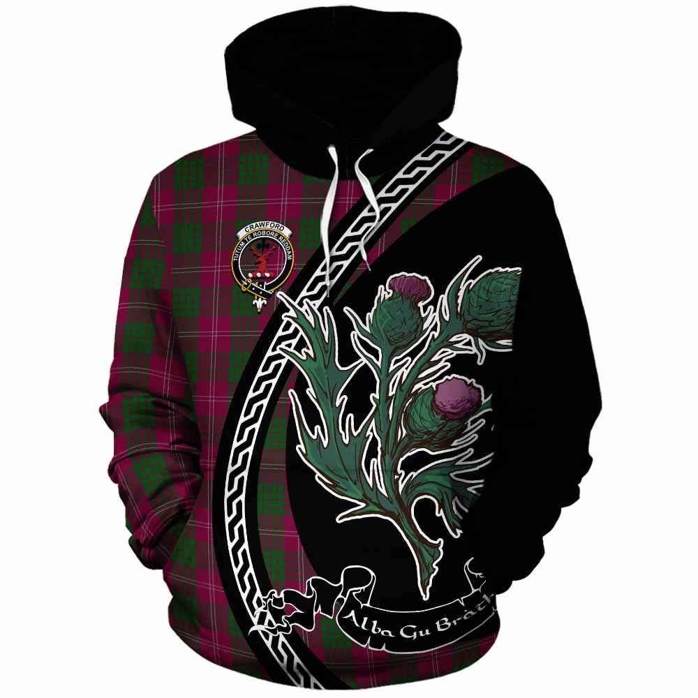 Crawford Family Crest Tartan Cotton Hoodie Alba Thistle Inspired - Tartan Vibes Clothing