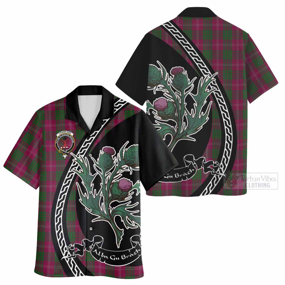 Crawford Family Crest Tartan Hawaiian Shirt Alba Thistle Inspired - Tartan Vibes Clothing