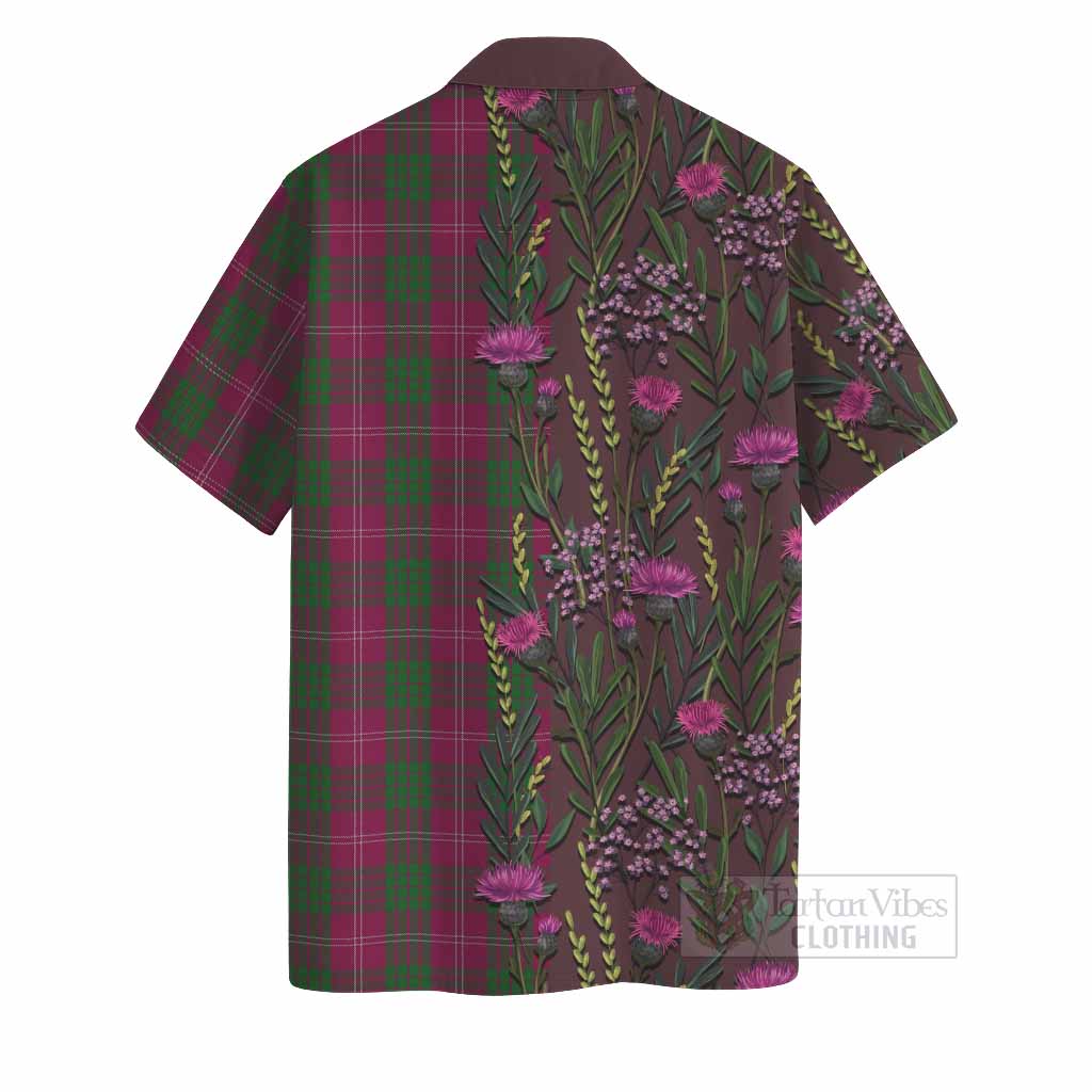 Crawford Family Crest Tartan Hawaiian Shirt Scottish Thistle Flower Pattern Half Style - Tartan Vibes Clothing