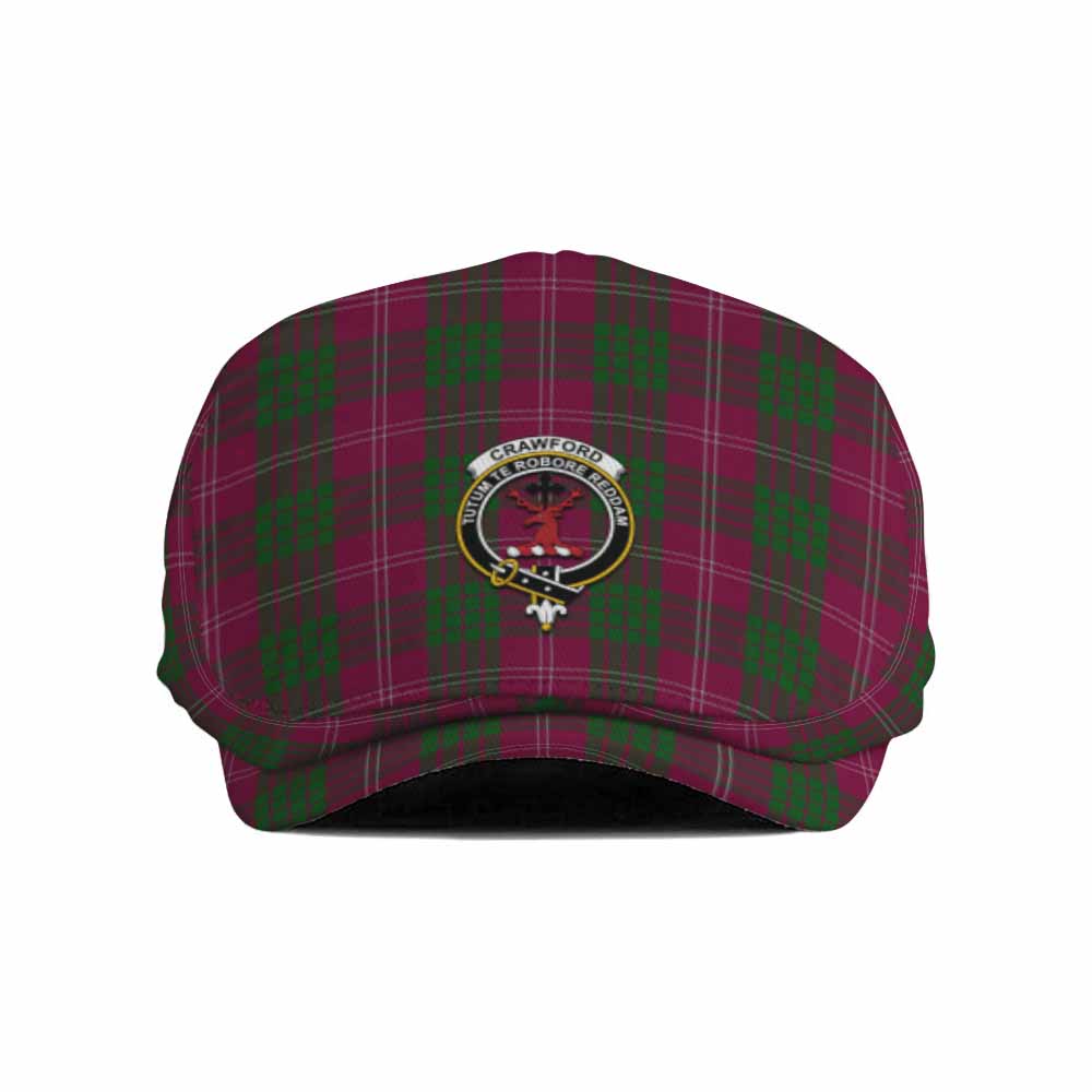 Crawford Family Crest Tartan Jeff Cap, Tartan Flat Cap