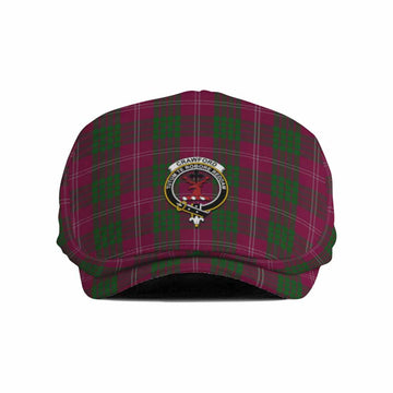 Crawford Family Crest Tartan Jeff Cap, Tartan Flat Cap