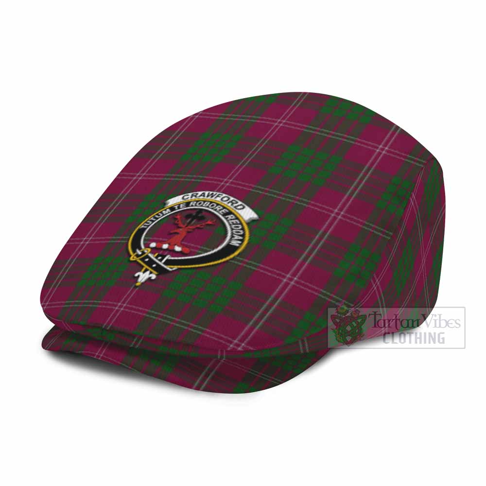 Crawford Family Crest Tartan Jeff Cap, Tartan Flat Cap