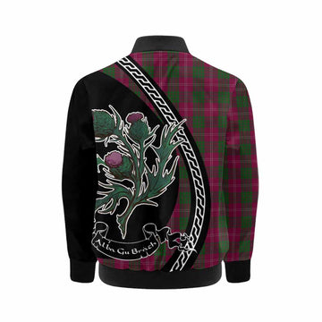 Crawford Family Crest Tartan Kid Bomber Jacket Alba Thistle Inspired